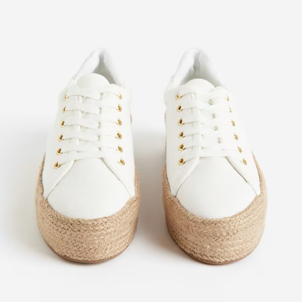 H&M White Espadrille Platform Sneakers NWT